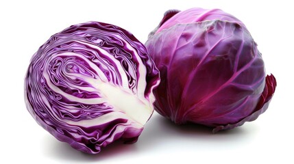 Purple cabbage on a white background