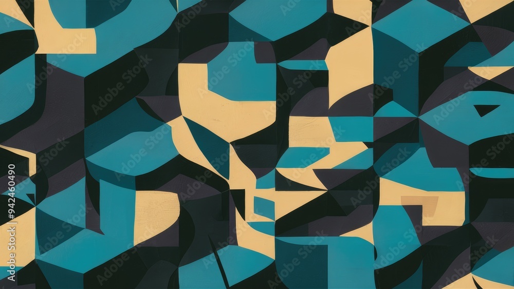 Poster abstract blue geometric shapes on a textured background. contemporary hexagonal pattern for creative