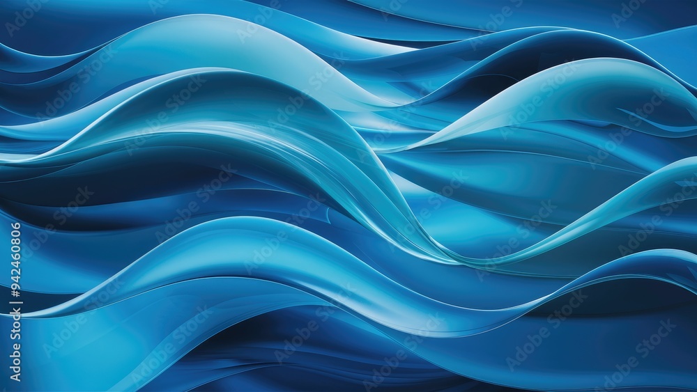 Poster abstract blue wave design element with transparent flow on a blue backdrop