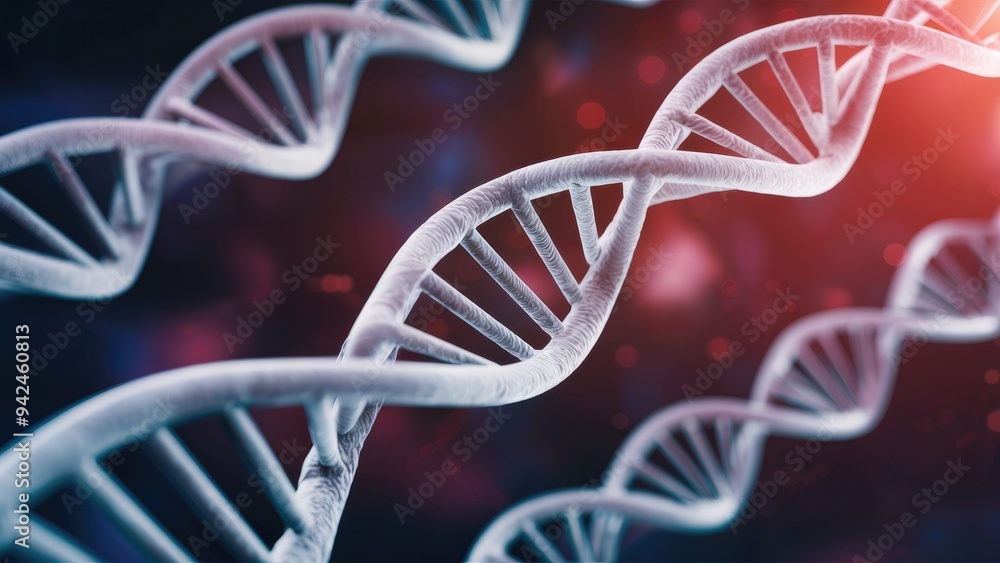Poster abstract blurred background featuring a 3d interpretation of a dna helix