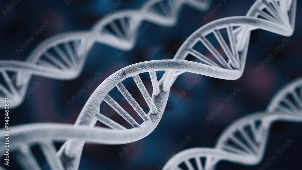 Poster abstract blurred background featuring a 3d interpretation of a dna helix