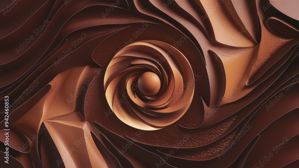 Poster Abstract brown background with dark patterns, gradient effect, vignette, and noise texture, offering empty design space.