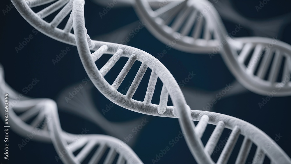 Poster abstract blurred background featuring a 3d interpretation of a dna helix