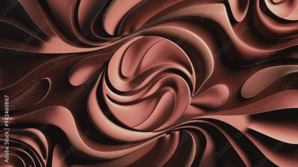 Poster Abstract brown background with dark patterns, gradient effect, vignette, and noise texture, offering empty design space.