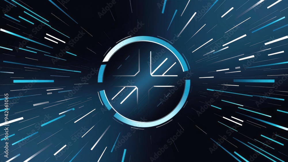 Poster abstract dark blue background with gradient lighting lines and modern design elements.
