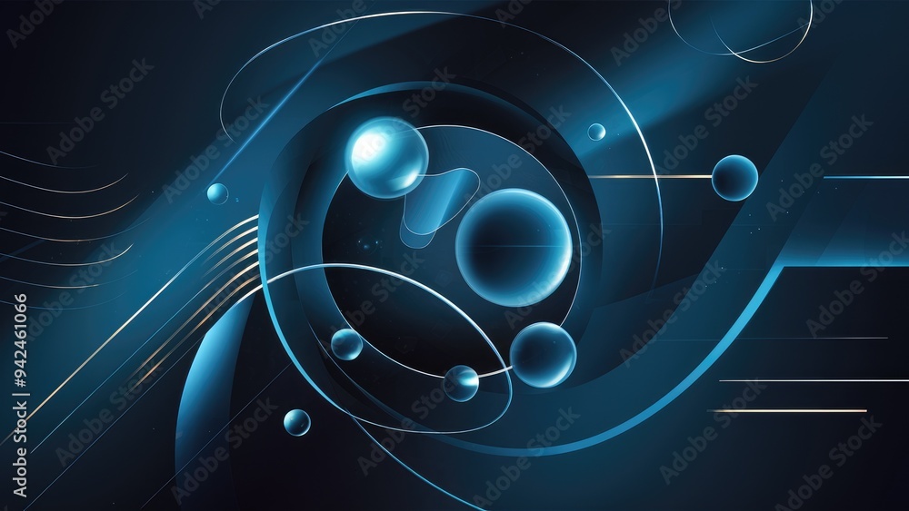 Aufkleber abstract dark blue background with gradient lighting lines and modern design elements.
