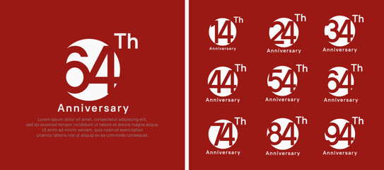 anniversary logotype set. vector design white color circle can be use for celebration moment