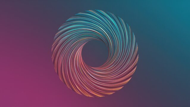 Abstract design featuring a series of colorful wave lines creating a distorted circular shape. Blend Tool effects. Ideal for copy space.