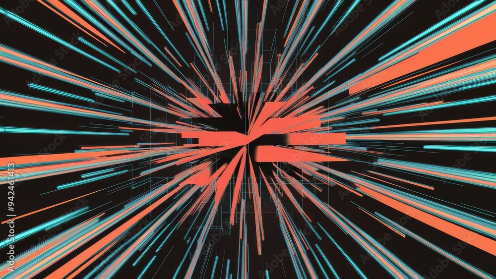 Poster abstract digital error background with glitch effects featuring distortion noise, static stripes, an