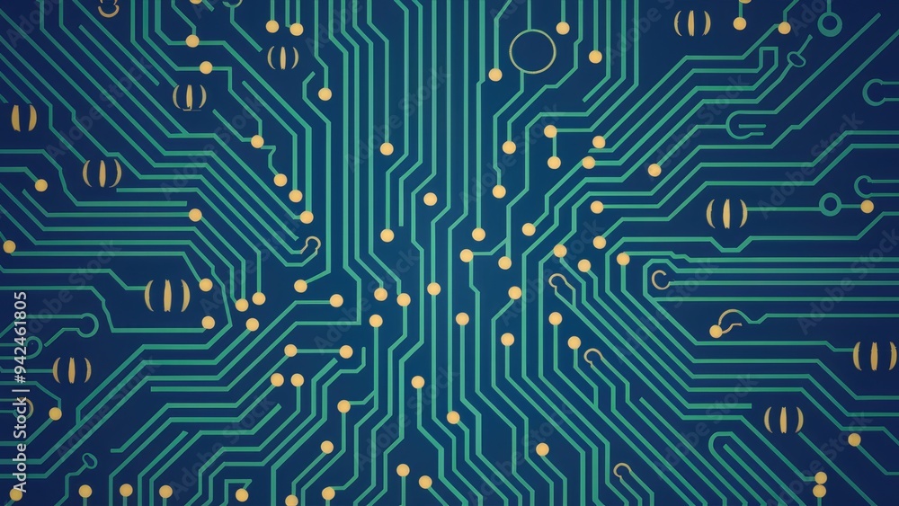 Poster abstract electric background featuring a printed circuit board (pcb) pattern with intricate conducto