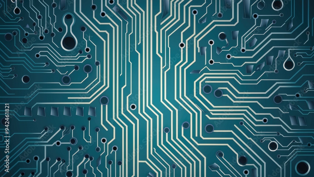Poster abstract electric background featuring a printed circuit board (pcb) pattern with intricate conducto