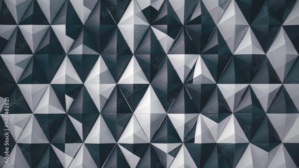 Poster abstract gray and black triangular mosaic pattern with a seamless digital grid design, ideal for bus