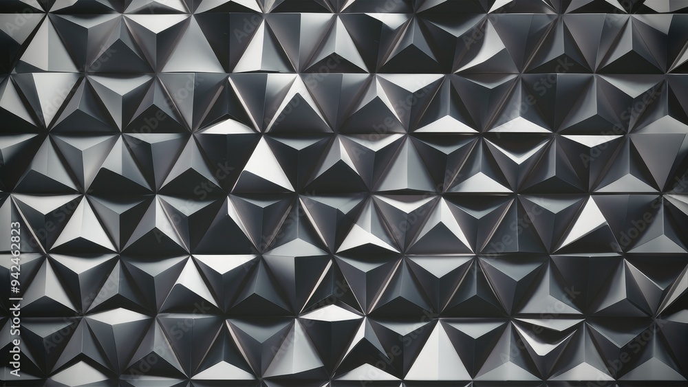 Poster abstract gray and black triangular mosaic pattern with a seamless digital grid design, ideal for bus