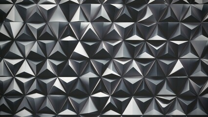 Obraz premium Abstract gray and black triangular mosaic pattern with a seamless digital grid design, ideal for business and corporate use.