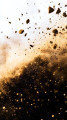 Dynamic Explosion of Earthy Particles in Mid-Air Against a Bright Sky