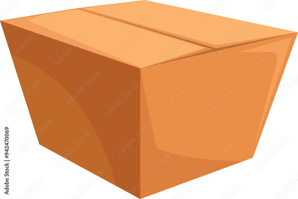Poster simple closed cardboard box standing on floor casting a shadow