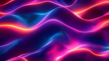 Obraz premium Abstract Neon Wave Background, Colorful Digital Art
