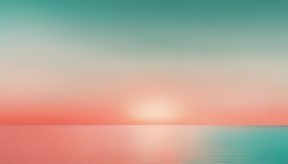 Calm Sea with Pink and Green Sunset