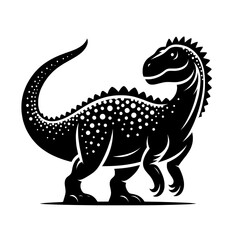 Fototapeta premium Black vector silhouette of a dinosaur isolated on a transparent background - Dinosaur icon
