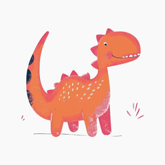 Fototapeta premium Cute orange dinosaur illustration