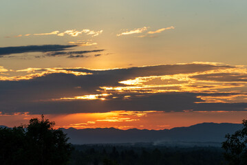 Violet purple sky in morning scenery Vibrant colorful blue sky summer time on sunrise. Natural beautiful landscape. Beauty purple sky romantic dramatic landscape cloudy outdoor paradise in sunset