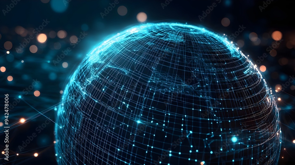 Poster digital globe abstract background, technology network