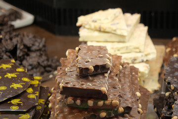 dark chocolate candy displaying at shop 