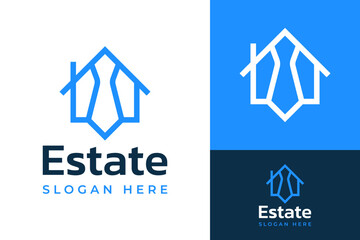 Estate House Home Neck Tie Business Logo Design Branding Template