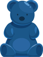 Blue gummy bear sitting and smiling at the camera