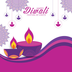 Happy Diwali Elegant Festival Greeting Card With Diya Design