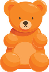 Orange gummy bear sitting with a smile on its face, candy store sweetness