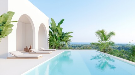 Modern Minimalist Pool Design with Tropical Views