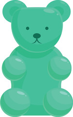 Green gummy bear sitting, a sweet treat for candy lovers