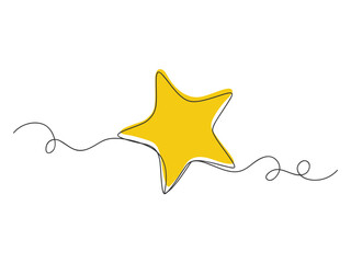 Star continuous one line drawing isolated vector illustration.