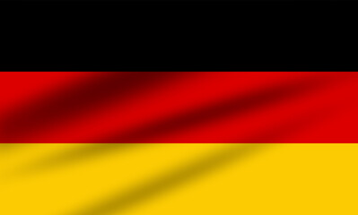 The realistic national flag of Germany developing in the wind. Wavy flag with light and shadow