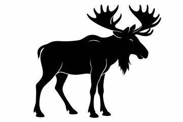 moose silhouette, moose vector illustration