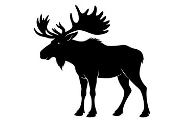 moose silhouette, moose vector illustration