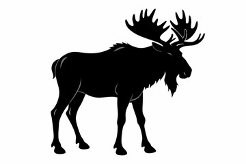 moose silhouette, moose vector illustration