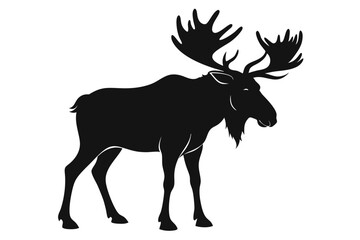 moose silhouette, moose vector illustration