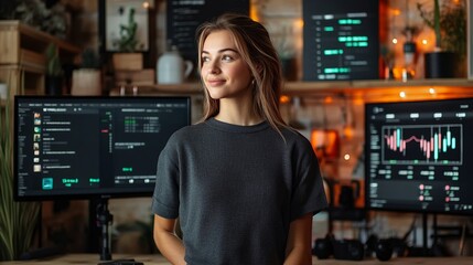 Woman Stock Market Analysis.