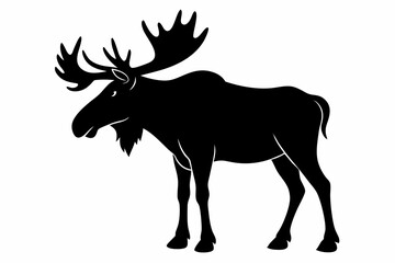 moose silhouette, moose vector illustration