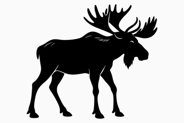 moose silhouette, moose vector illustration