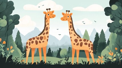 Fototapeta premium Giraffes in the Forest.