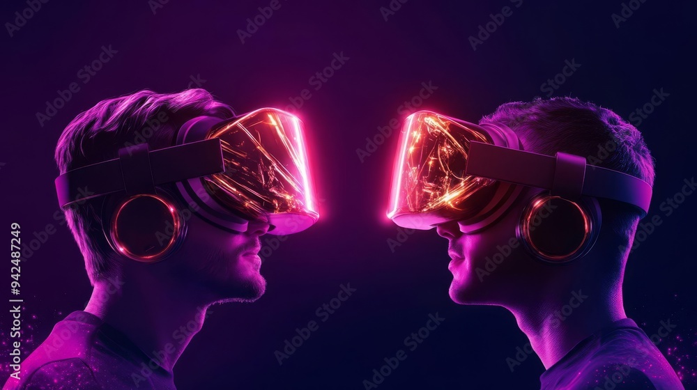 Poster engaging virtual podcast series exploring captivating discussions enhanced with holographic elements