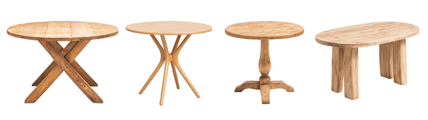 wooden tables showcasing various designs and shapes, perfect for modern interior decor.