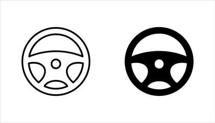 Steering wheel icon set. Automobile steer wheel vector illustration on white background