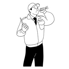 Security man checking an area