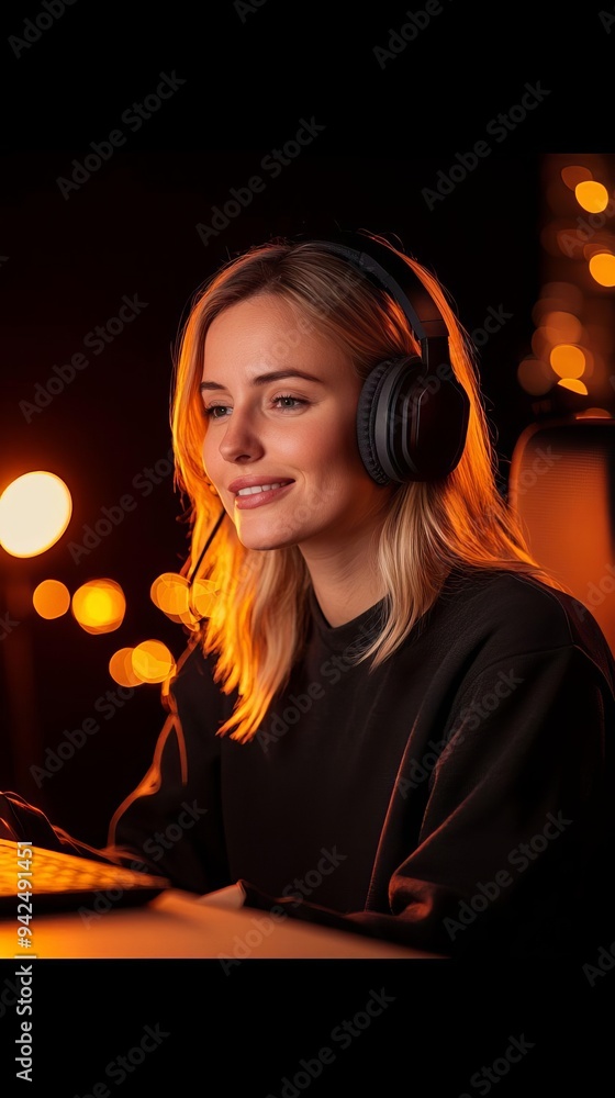 Poster innovative digital podcast studio with dynamic discussion elements and sleek background for engaging