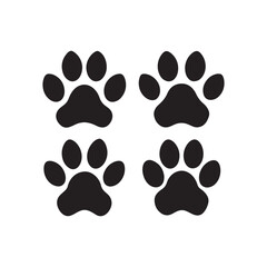 Fototapeta premium Dog and cat paw prints collection. Logo. paw silhouette icon set black vector. Isolated vector Illustration. Black on White background.