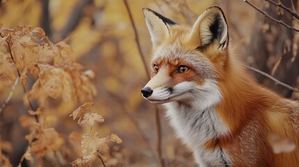 Fototapeta premium Red Fox Portrait in Autumn Forest